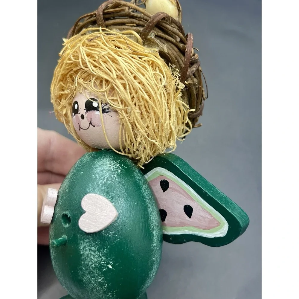 Wooden Angel Birdhouse Watermelon Hand painted Handmade Cottagecore Country Cute